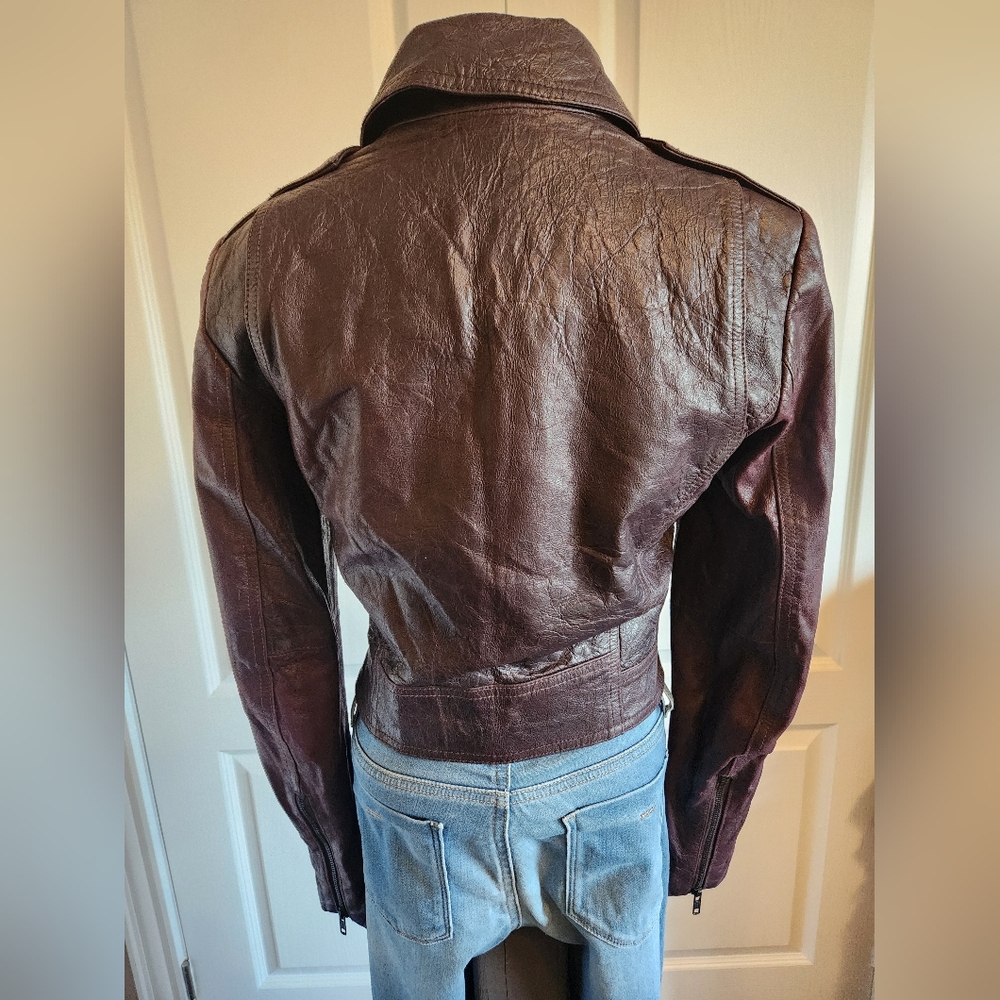 Theory Women's Burgandy Leather Jacket Size P (Similar to XS) - Picture 6 of 13